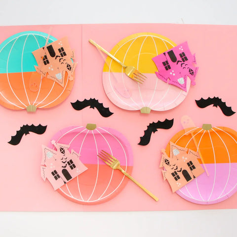 Color Block Pumpkin Plates