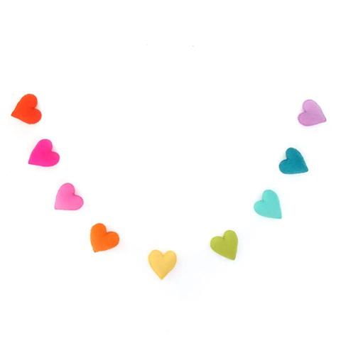 Rainbow hearts felt garland