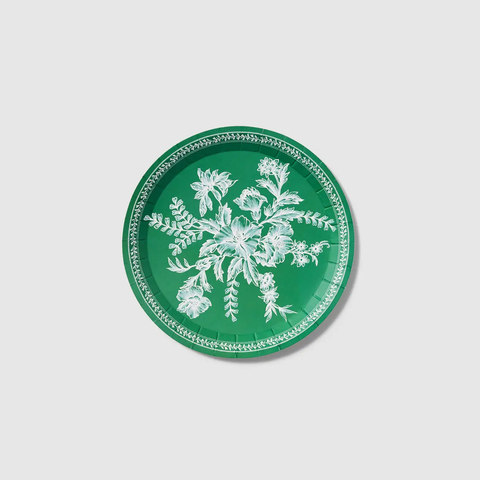 Emerald Toile Paper Plates