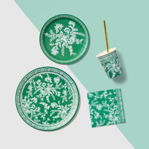 Emerald Green Toile Dinner Napkins