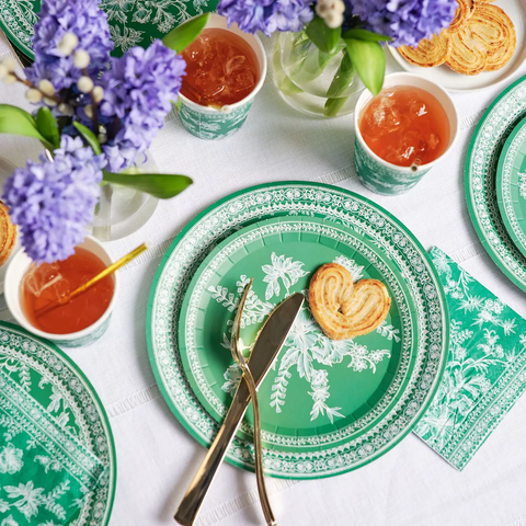 Emerald Toile Paper Plates