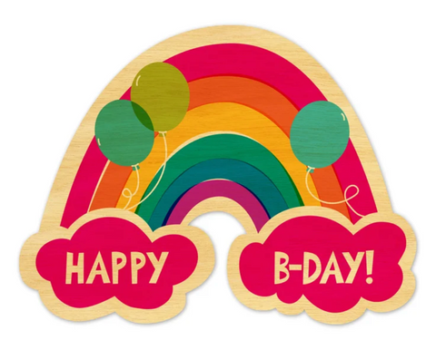 Rainbow Wooden Birthday Card