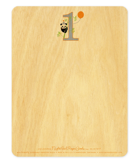 One Panda Wooden Birthday Card