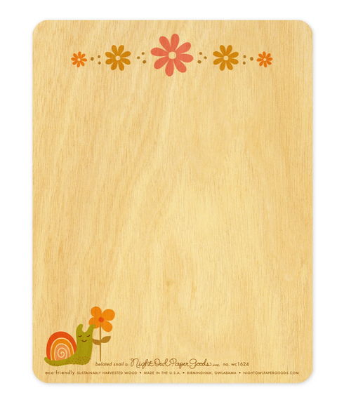 Belated Snail Wooden Birthday Card