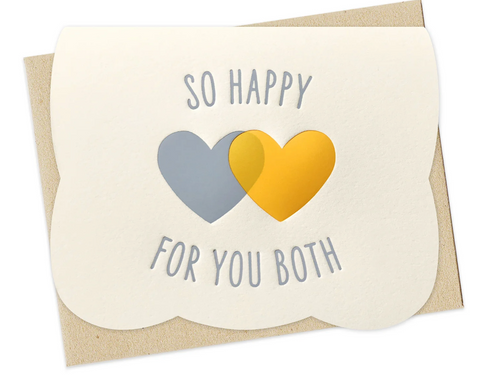 Two Hearts Wedding Card Foil Stamped