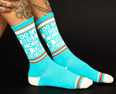 I Do My Best Work In The Bathroom Ribbed Gym Socks