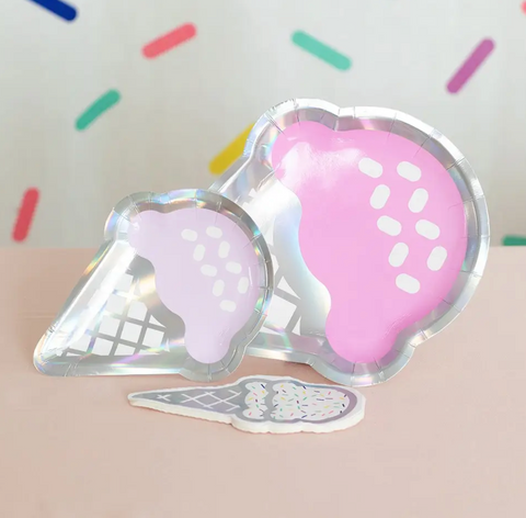Ice Cream Cone Disposable Paper Party Plates