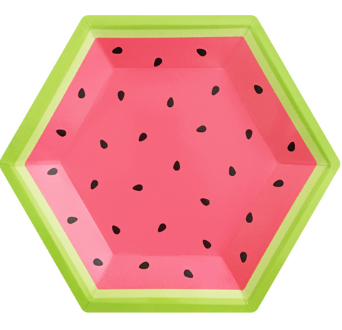 Watermelon Hexagon Paper Plates