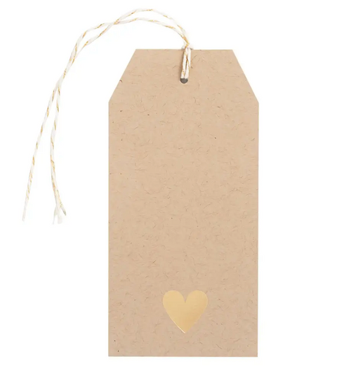Gold Heart Foil Hang Tags S/10