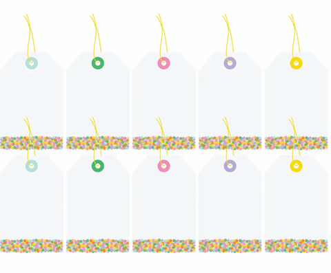 Rainbow Confetti Tags S/10