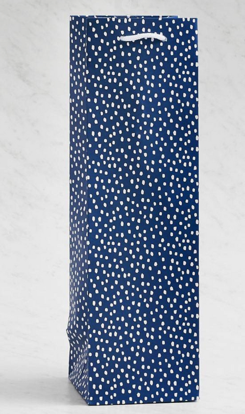 Navy Flurry Wine Gift Bag