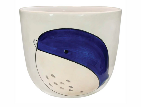 Blue and White Bird Planter