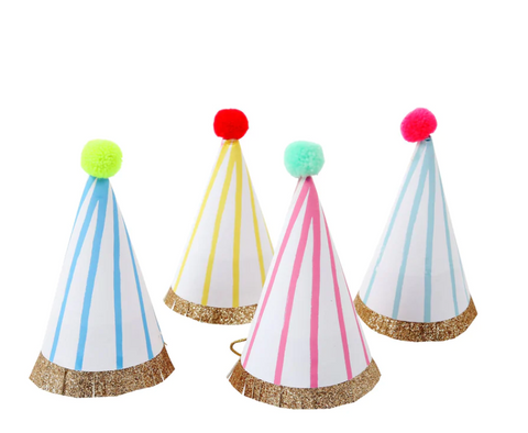 Stripe PomPom Party Hats