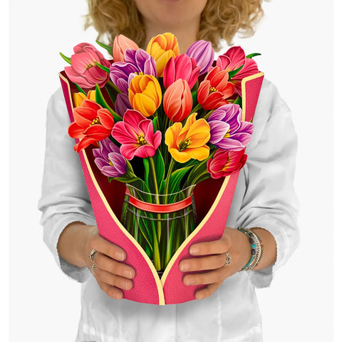 Festive Tulips Pop Up Bouquet