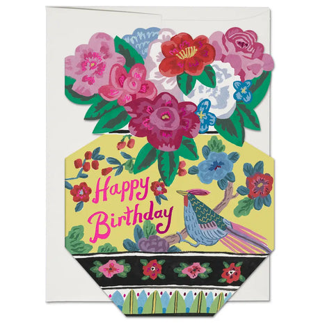 Ornate Flower Vase Birthday Card