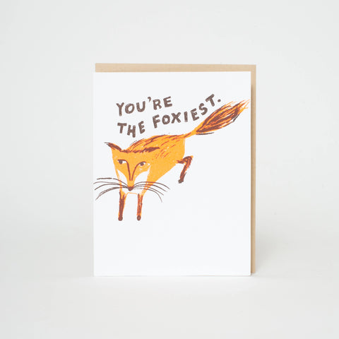 Foxiest Fox Funny Love Letterpress Greeting Card