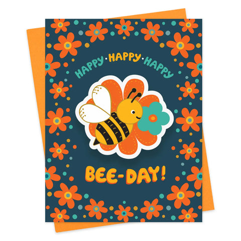 Bee Day Sticker Birthday Card