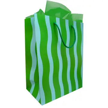 Green Aqua Stripe Gift Bag