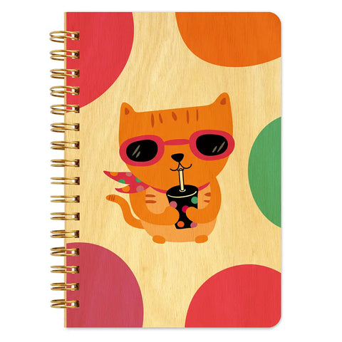 Cool Cat Wooden Notebook