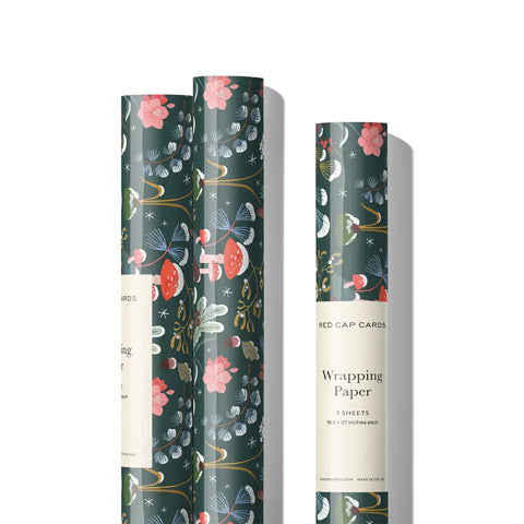 Holiday Moss Wrapping Paper Roll of 3 Sheets