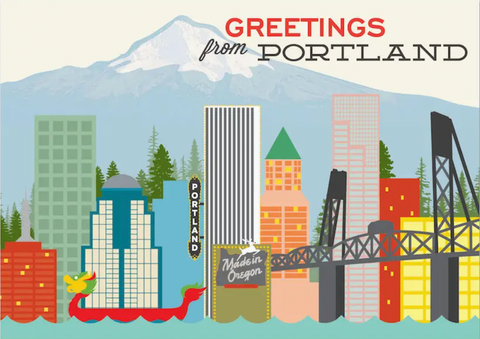 Greetings from Portland Skyline Postcard