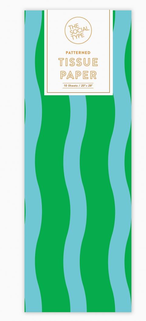 Green/Aqua Fussy Stripe Tissue Paper