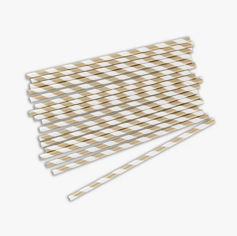 Gold Striped Paper Straws