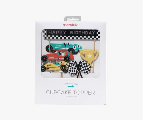Vintage Race Car Cupcake Toppers
