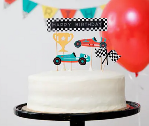 Vintage Race Car Cupcake Toppers