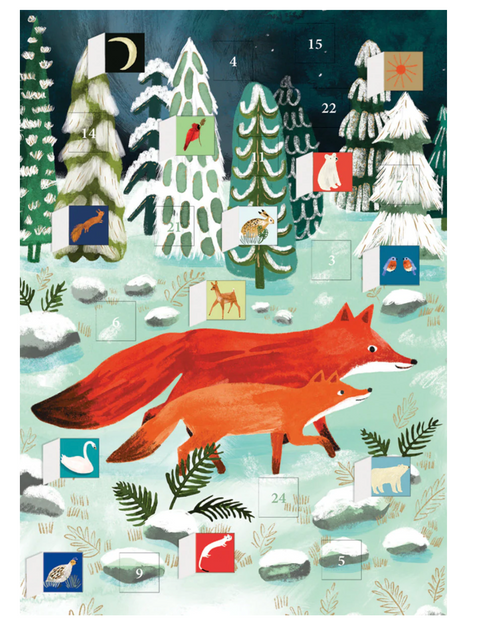 Running Foxes Advent Calendar Card