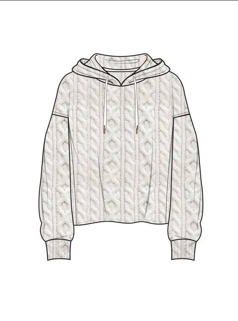 Ivory Hoodie Cable Knit