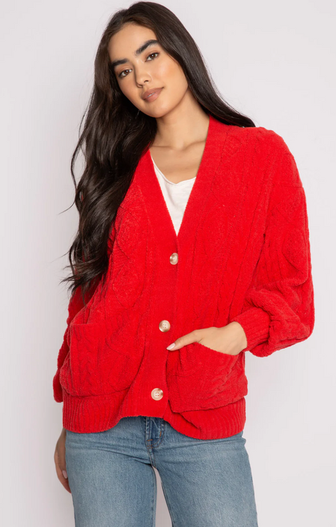 Festive Red Cardigan Sweater