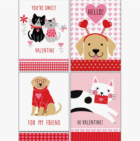Kids Cats & Dogs Valentine Card