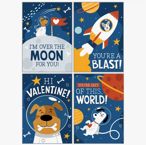 Kids Space Pups Valentine Card