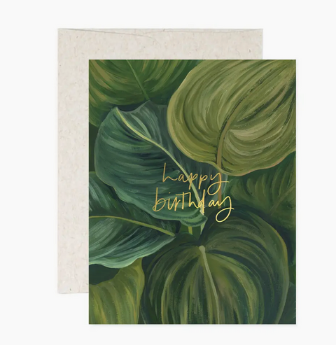 Green Leaves Birthday Card