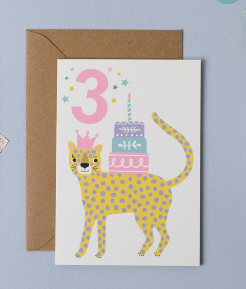 Leopard 3rd Birthday Card