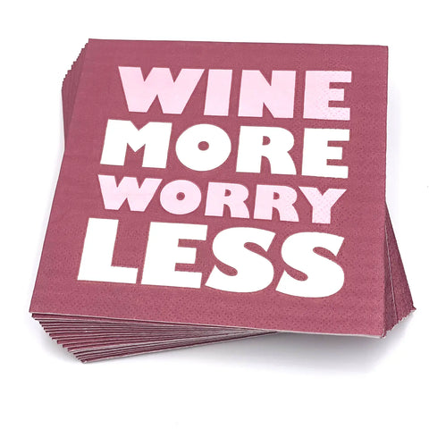Wine More Worry Less Napkins