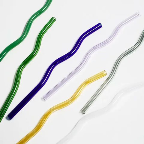 Reusable Wave Glass Straws