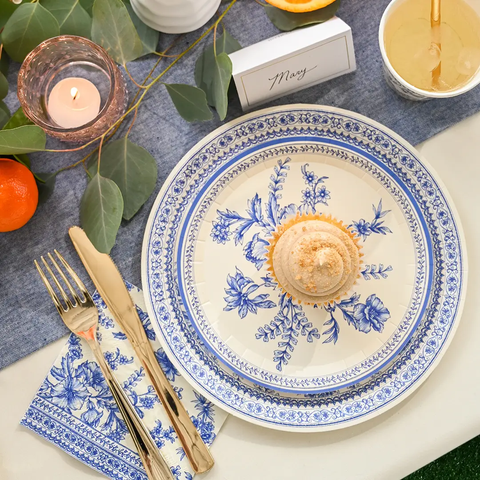 French Toile Paper Plates