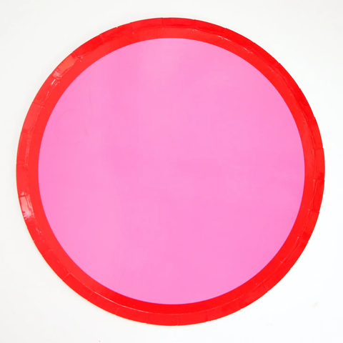 Red and pink color block paper plate