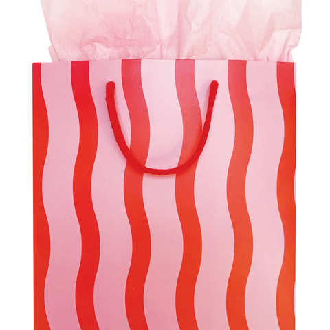 Red Fussy Stripe Gift Bag