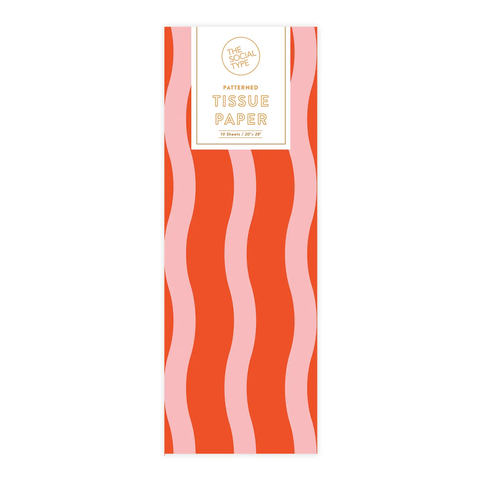 Red Fussy Stripe Tissue Paper