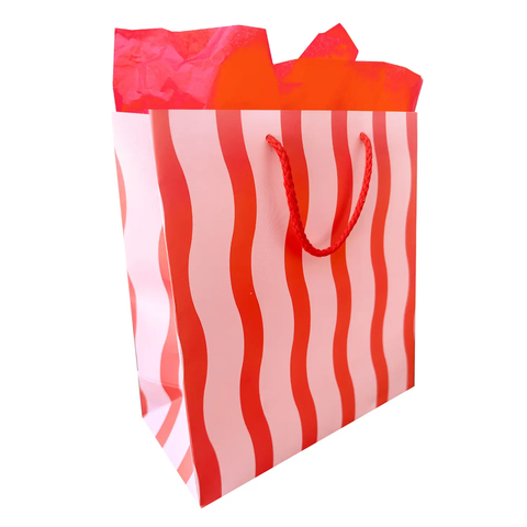 Red Fussy Stripe Gift Bag