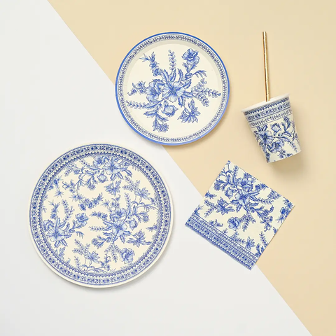 French Toile Paper Plates