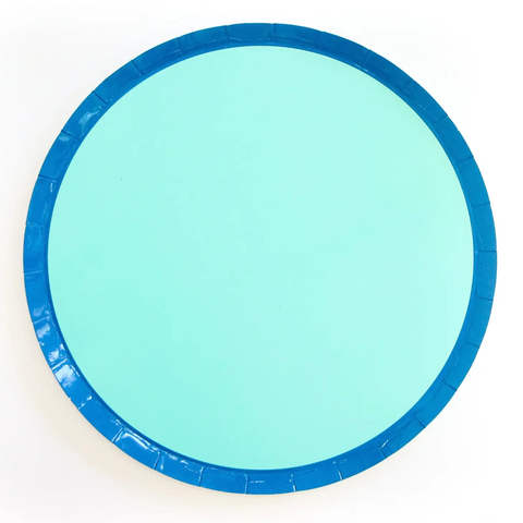 Blue and Navy color blocked paper plates