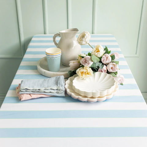 Pale Blue Stripe Paper Tablecloth