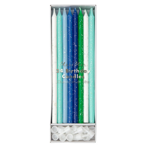 Blue & Green Glitter Candles