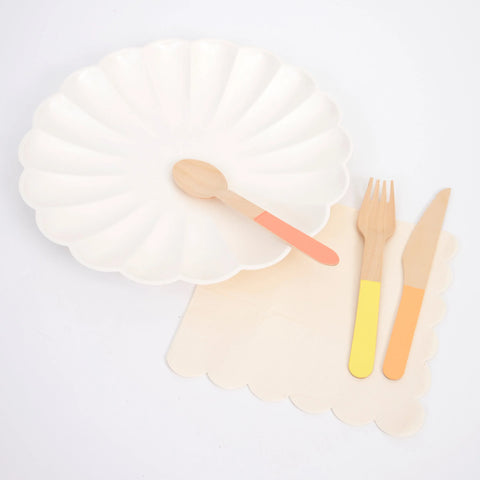 Wooden Cutlery Set - Neon Dipped