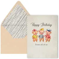 Three Pigs Birthday Card