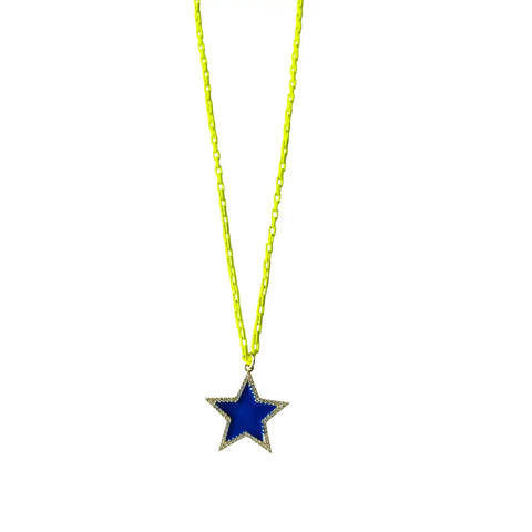 Yellow and Blue Star Necklace